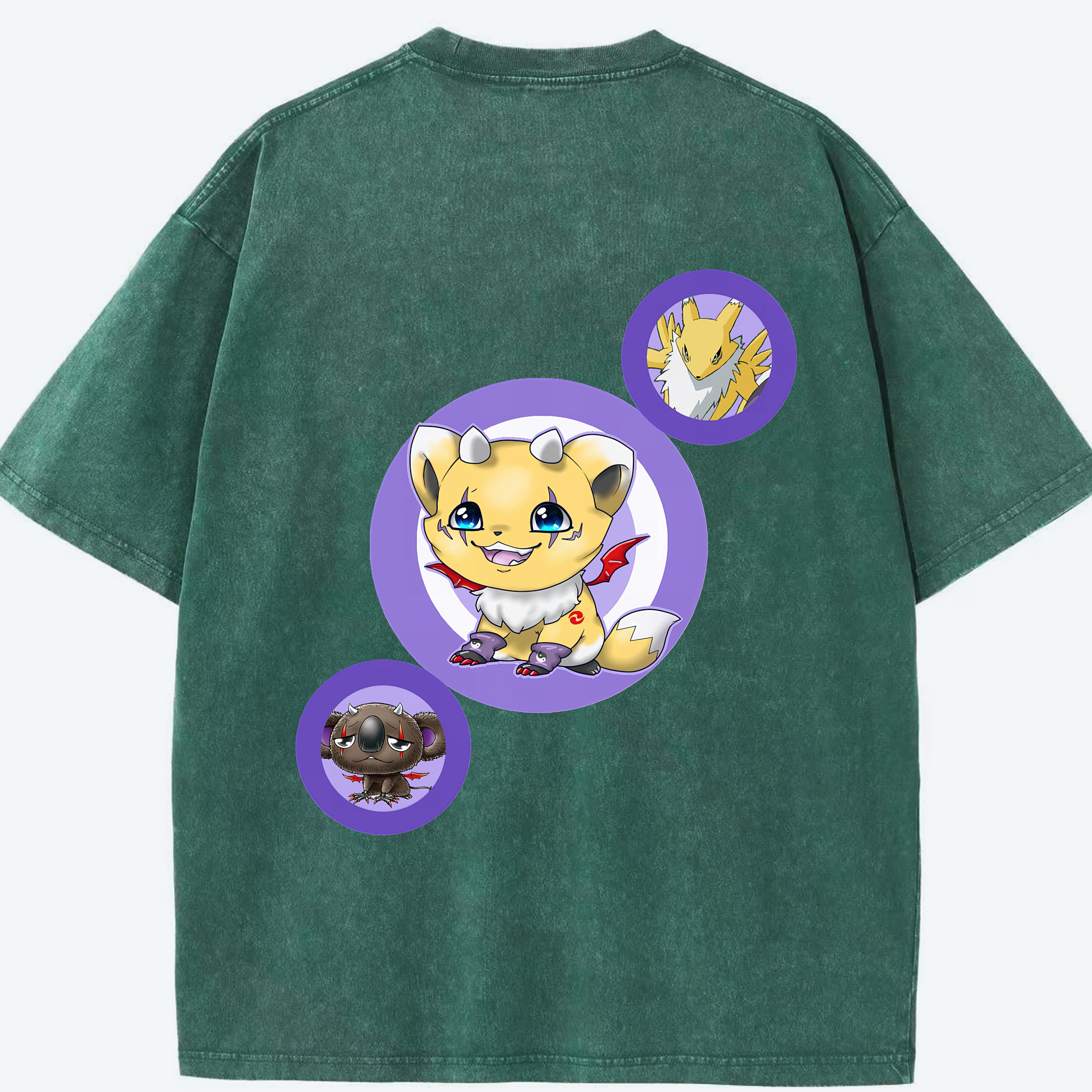 （画像用） Digimon デジタルモンスター/デジモン 綿100% ヴィンテージ風 半袖Tシャツ（背面プリント）